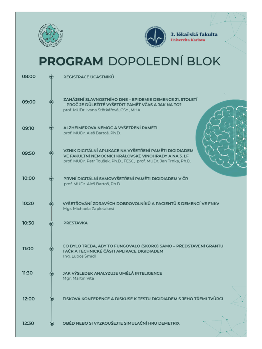 Morning programme of Nezapomenutelný den paměti na Vinohradech with its schedule